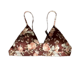 Women’s Brown & Floral Beach Bikini Top Size S